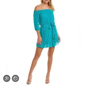 Lilly Pulitzer Rochelle off the should romper/dress in water lily green